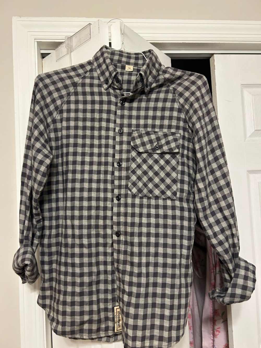 Men's Freeman Grey Check Button-Up Shirt - Size Small